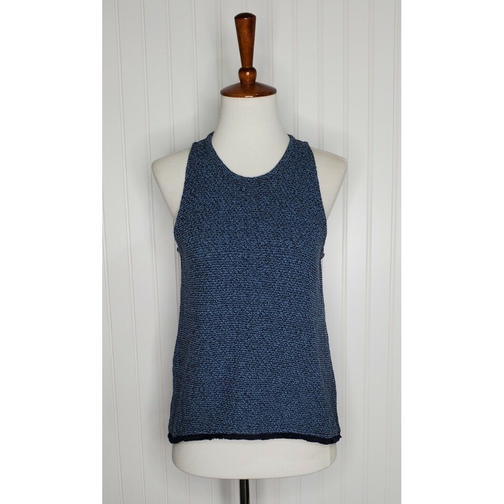 MADEWELL Women's Blue Knit Tank Top Swing Fringe Crop Sleeveless Size XS